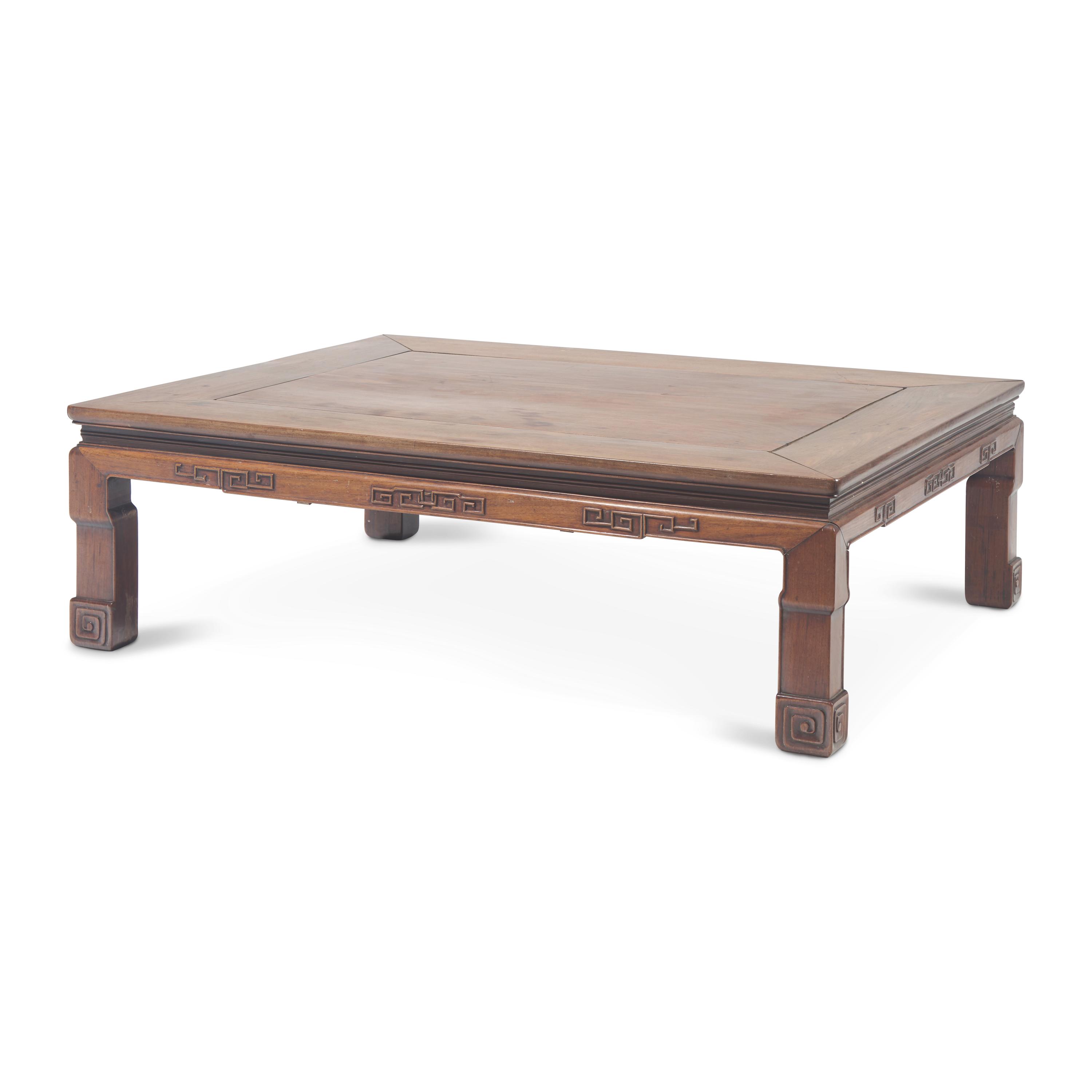 A Large Chinese Hardwood, Possibly Huanghuali, Low Table, Late Qing-Republic Period — 晚清-民國 硬木四方矮桌