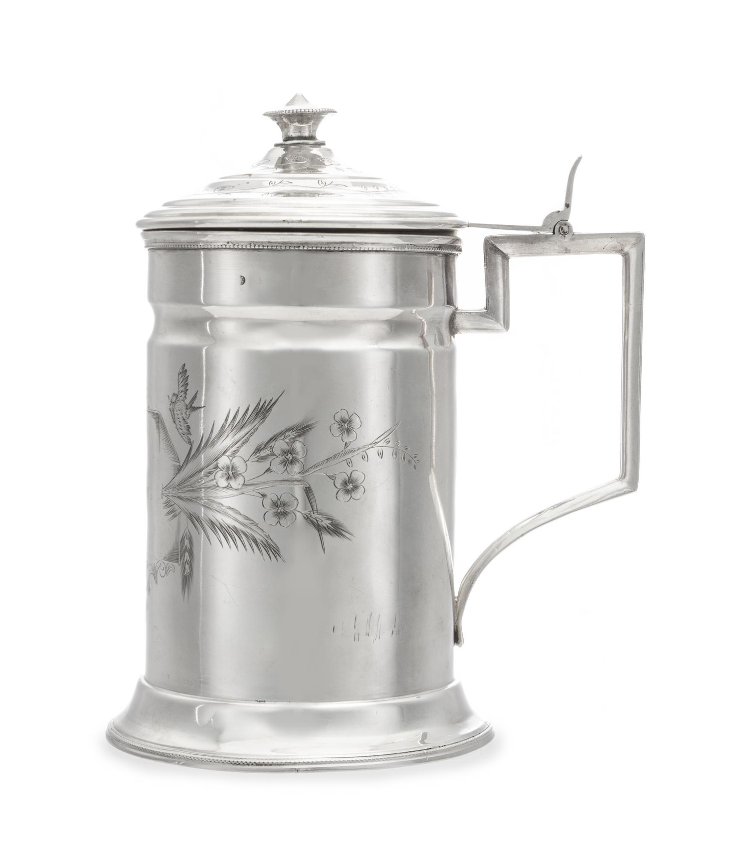A Russian Silver Tankard, Mark of Ilya Shchetinin, Assay of Ivan Lebedkin, Moscow, Late 19th/Early 20th Century, the cylindrical body w