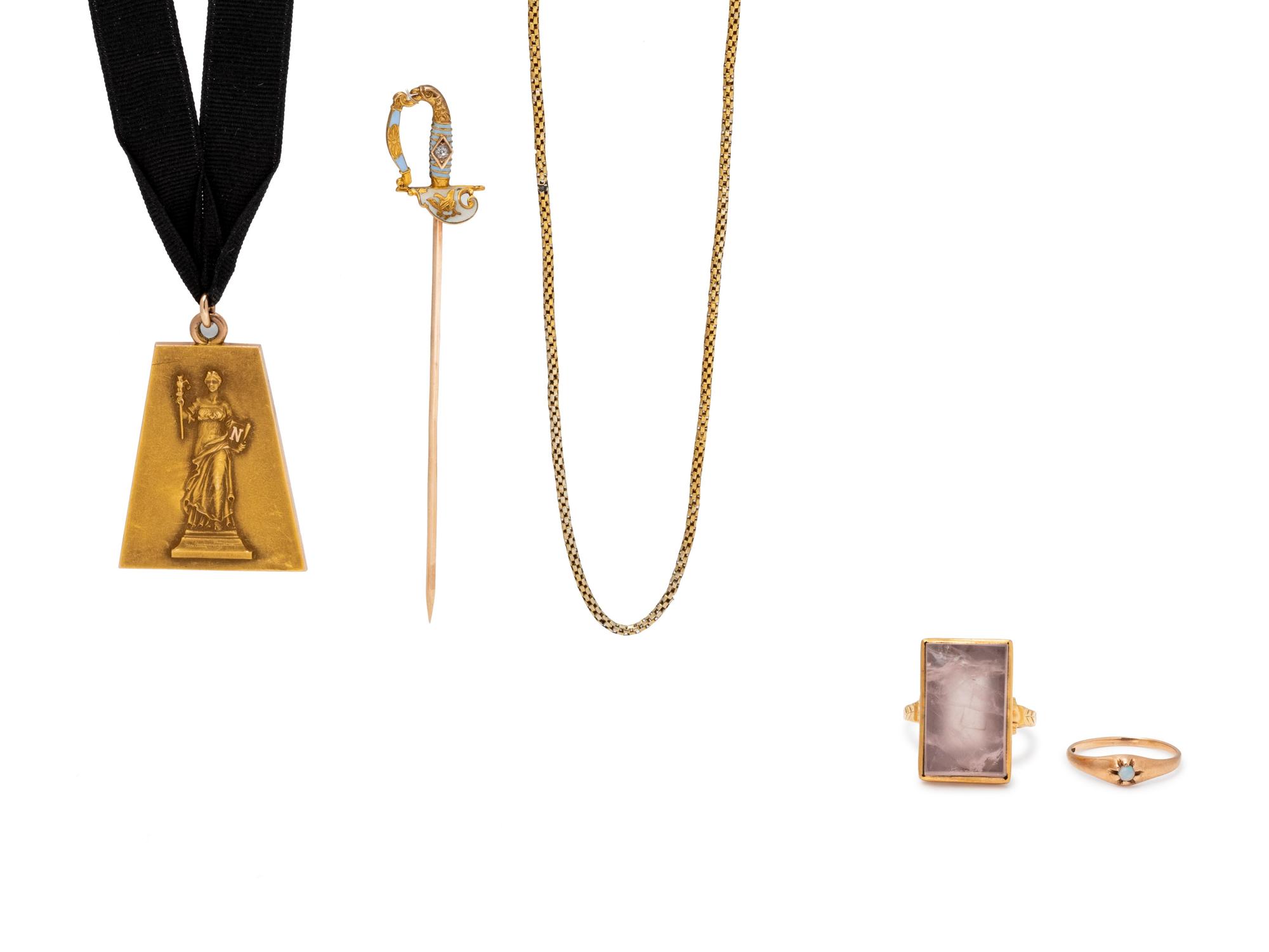 A Collection of Yellow Gold Antique Jewelry,