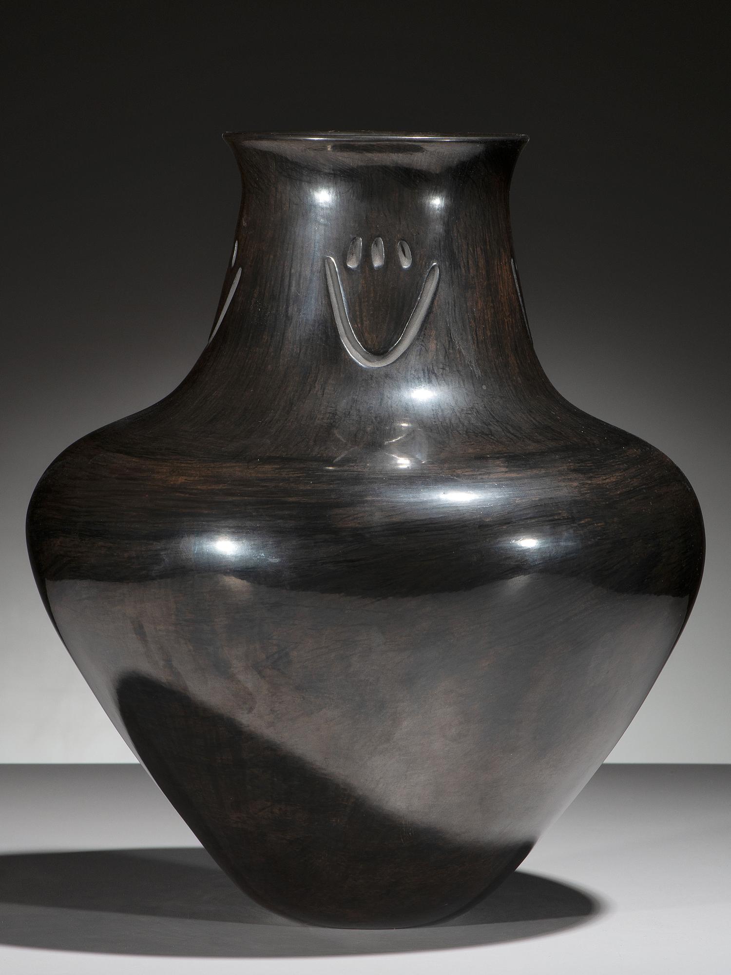 Blackware Pottery Jar, with Bear Paw Impressions