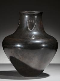 Blackware Pottery Jar, with Bear Paw Impressions