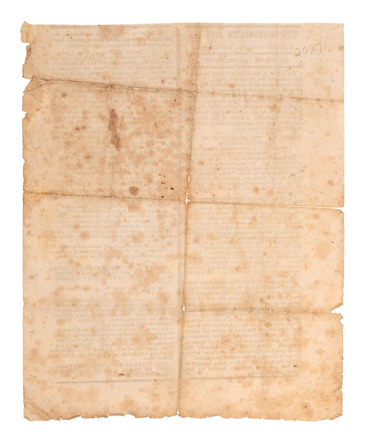 [HARRISON, William Henry]. A group of 3 broadsides related to the death and funeral of William Henry Harrison, comprising: