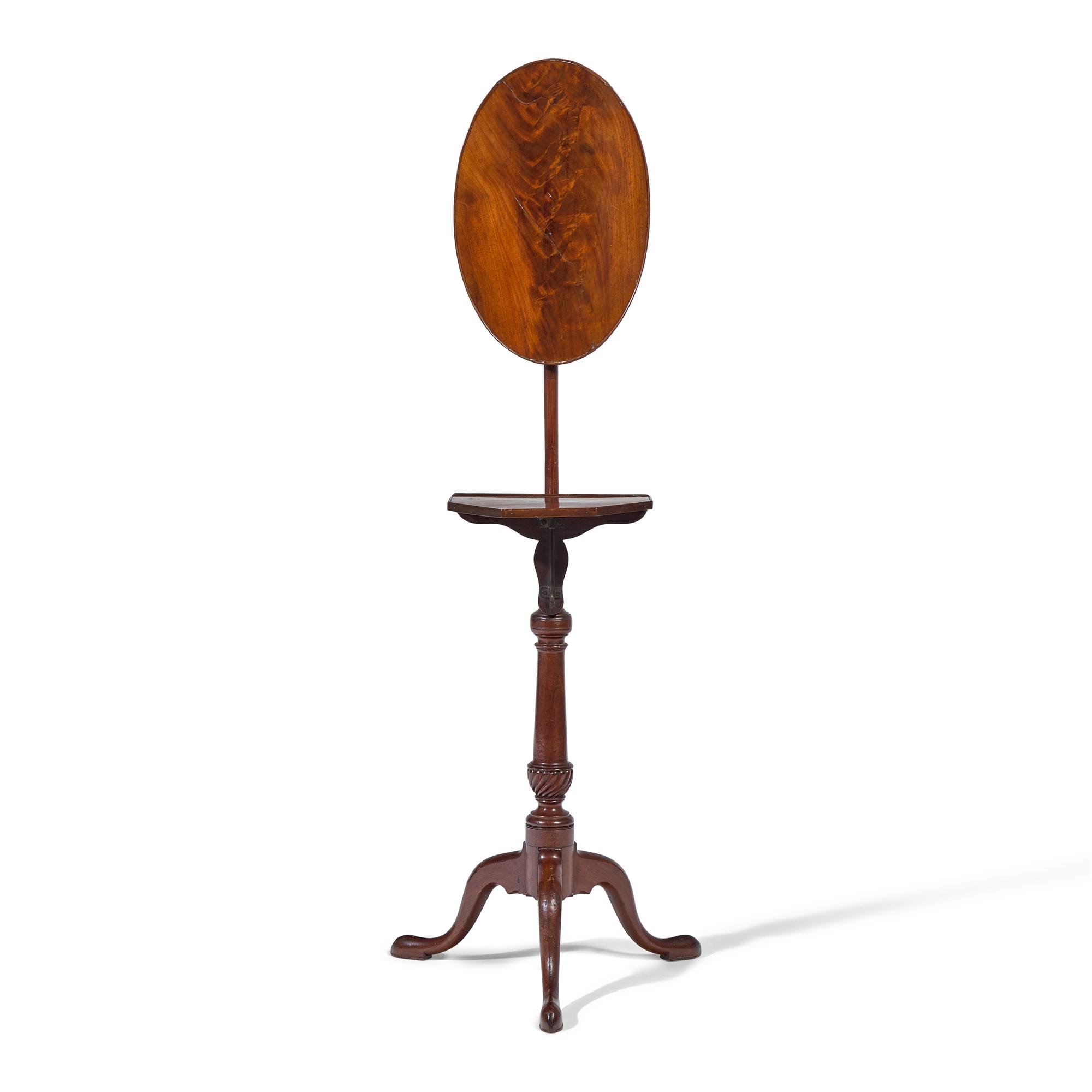 A Queen Anne Carved Mahogany Fire Screen