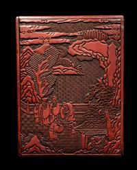 Four Chinese Carved Red Lacquer Articles