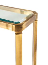 A Pair of Brass and Glass Console Tables Attributed to Mastercraft