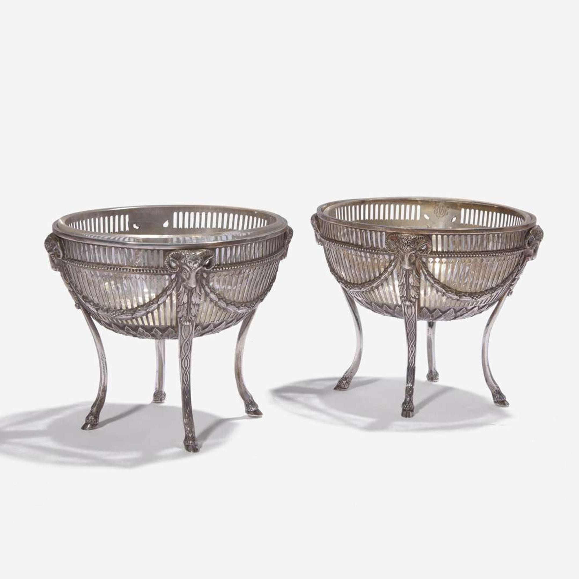 A pair of Victorian sterling silver dessert stands One marked Francis Boone Thomas, the other William Henry Jackson, London, 1884