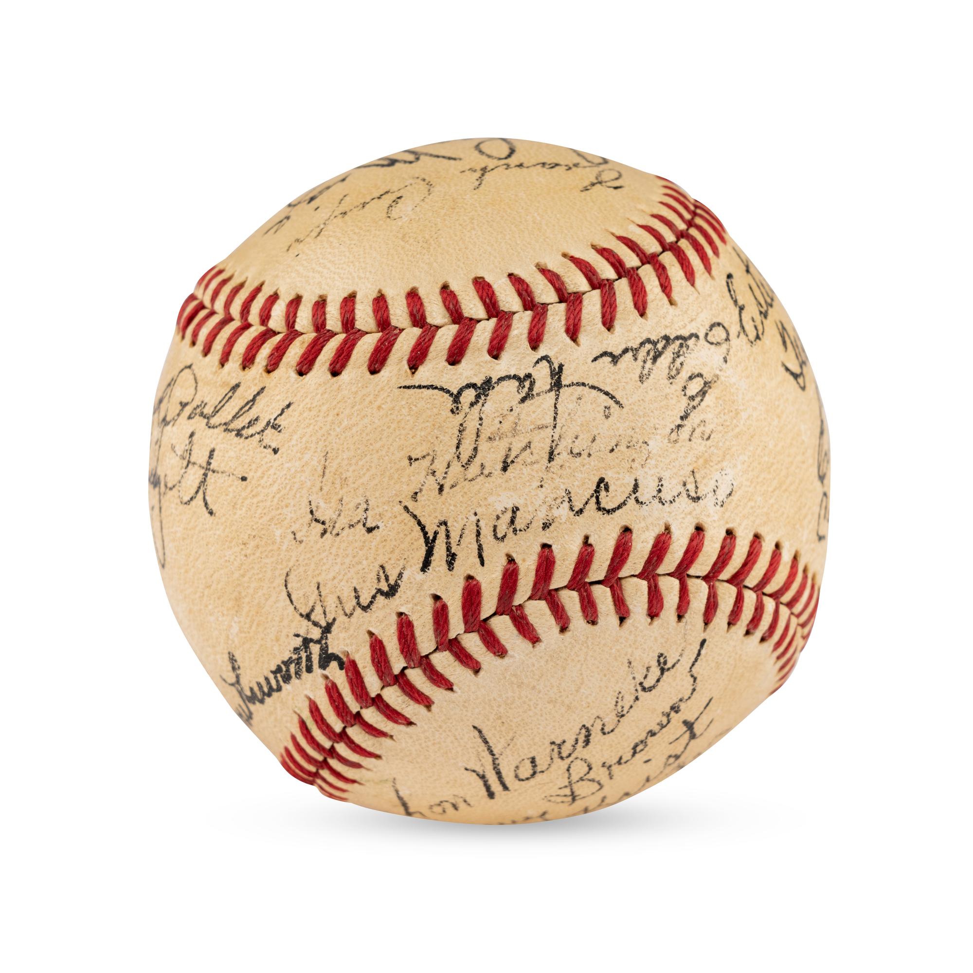 A 1941 St. Louis Cardinals Team Signed Autograph Baseball from The Collection of Lon Warneke (Beckett Authentication Services Letter of Authenticity)