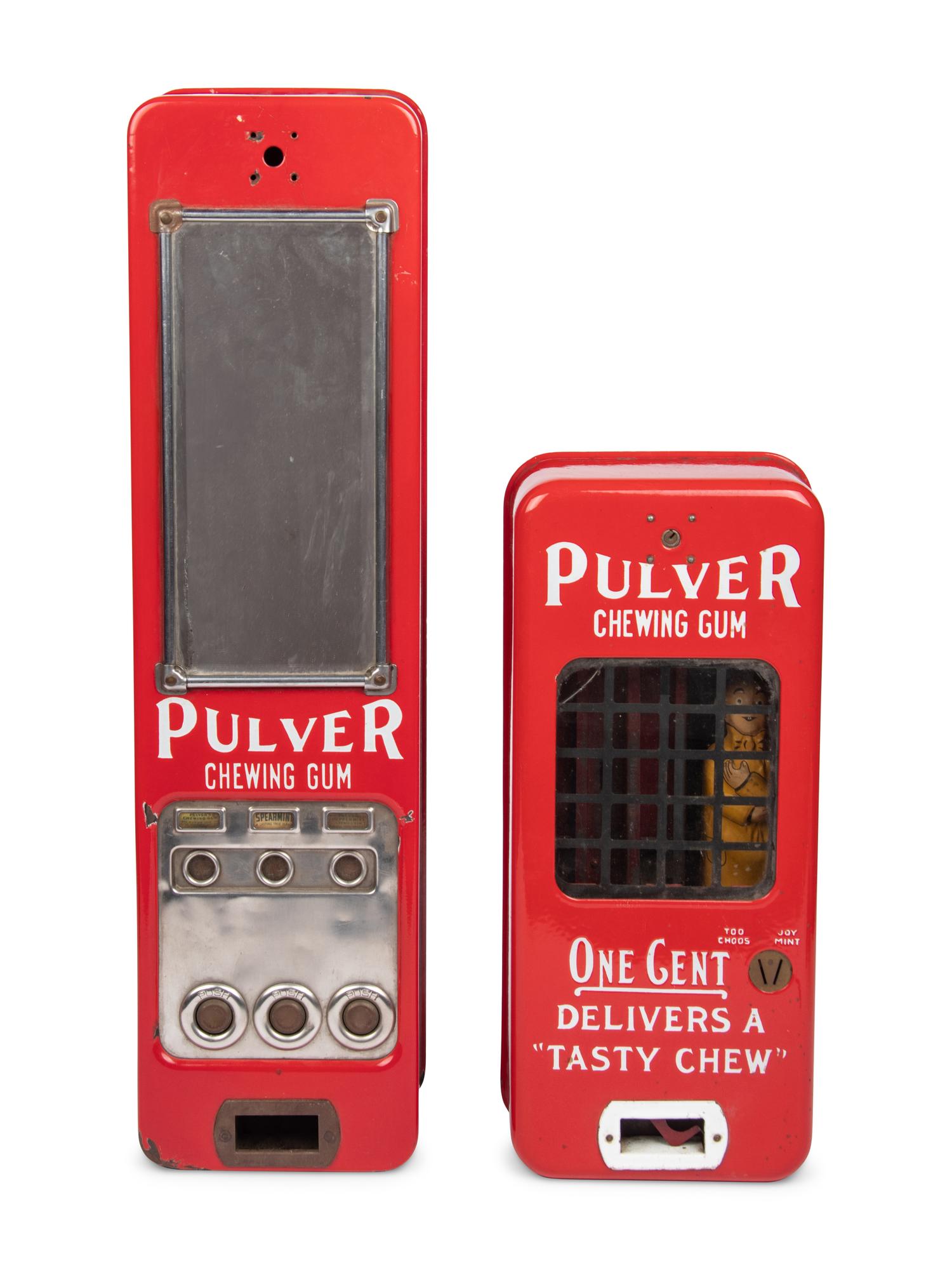 Two Pulver Chewing Gum Vending Machines