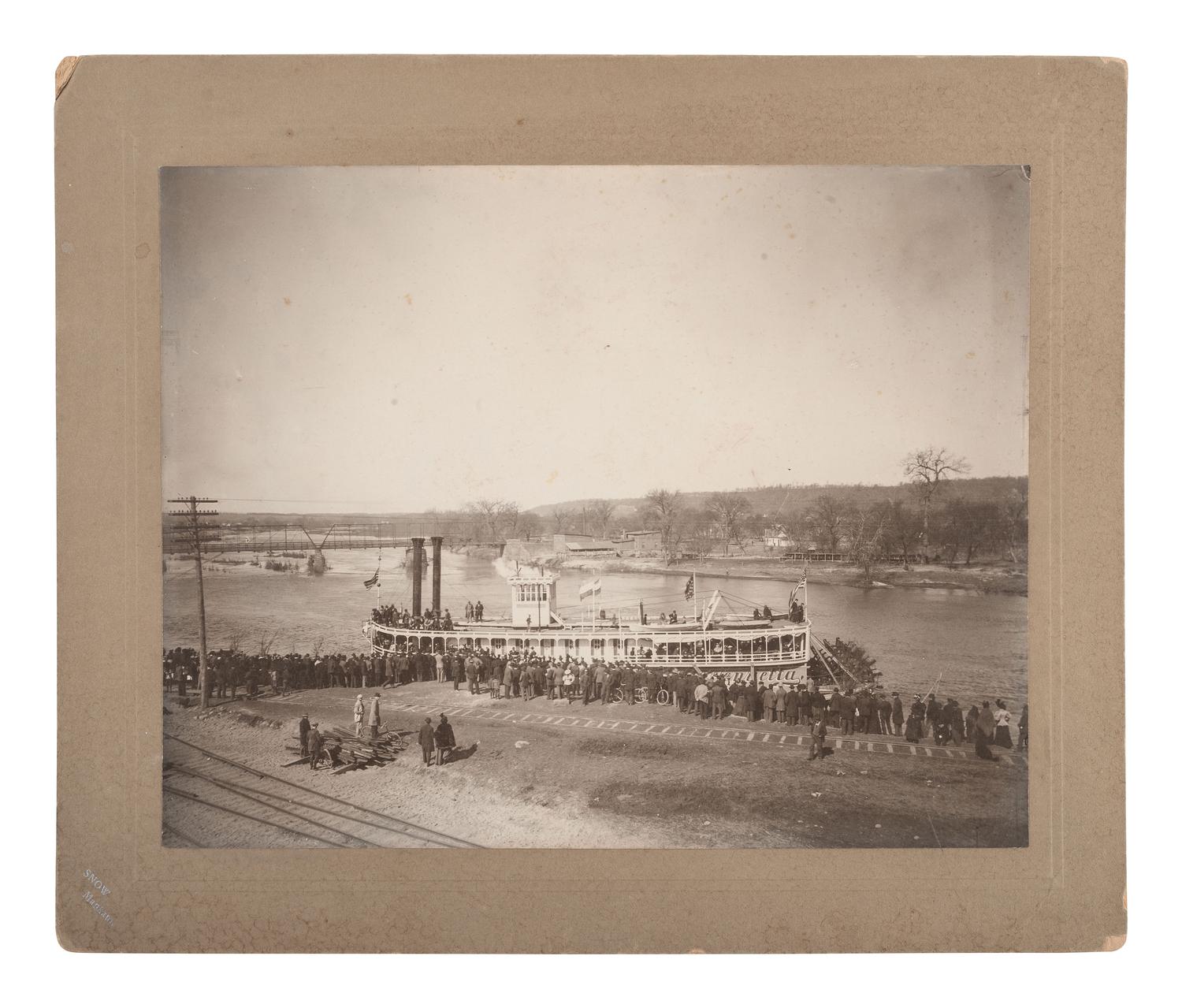 [TRANSPORTATION]. 4 photographs, incl. railroad and steamship views.