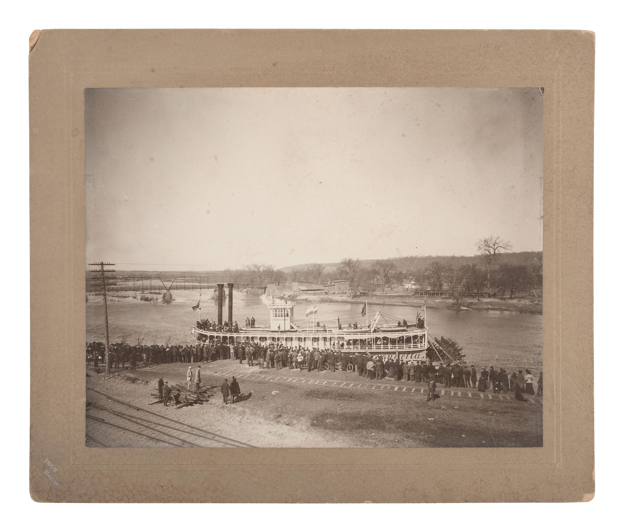 [TRANSPORTATION]. 4 photographs, incl. railroad and steamship views.