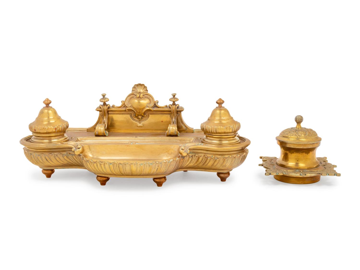 A French Gilt Bronze Inkstand
