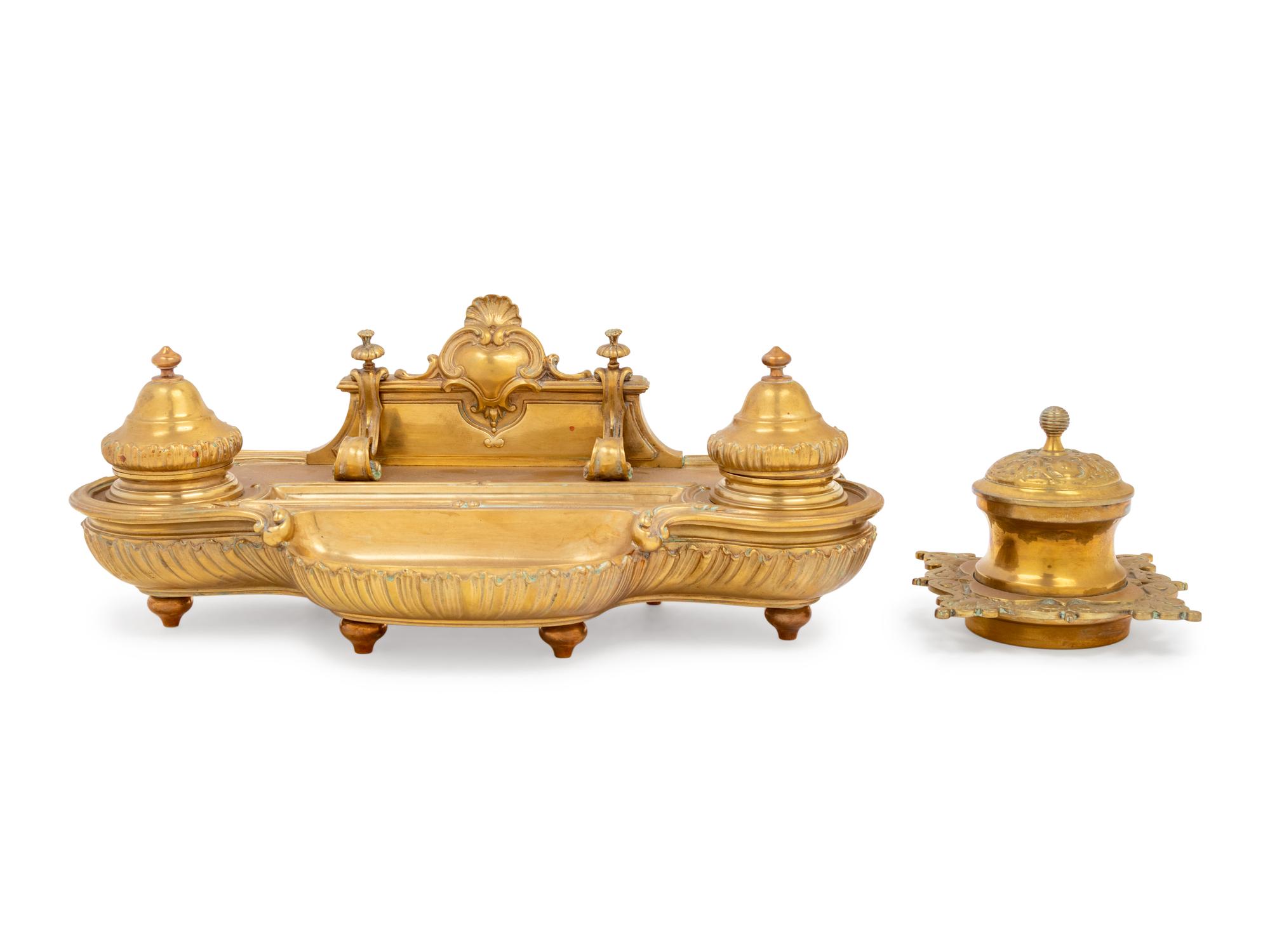 A French Gilt Bronze Inkstand