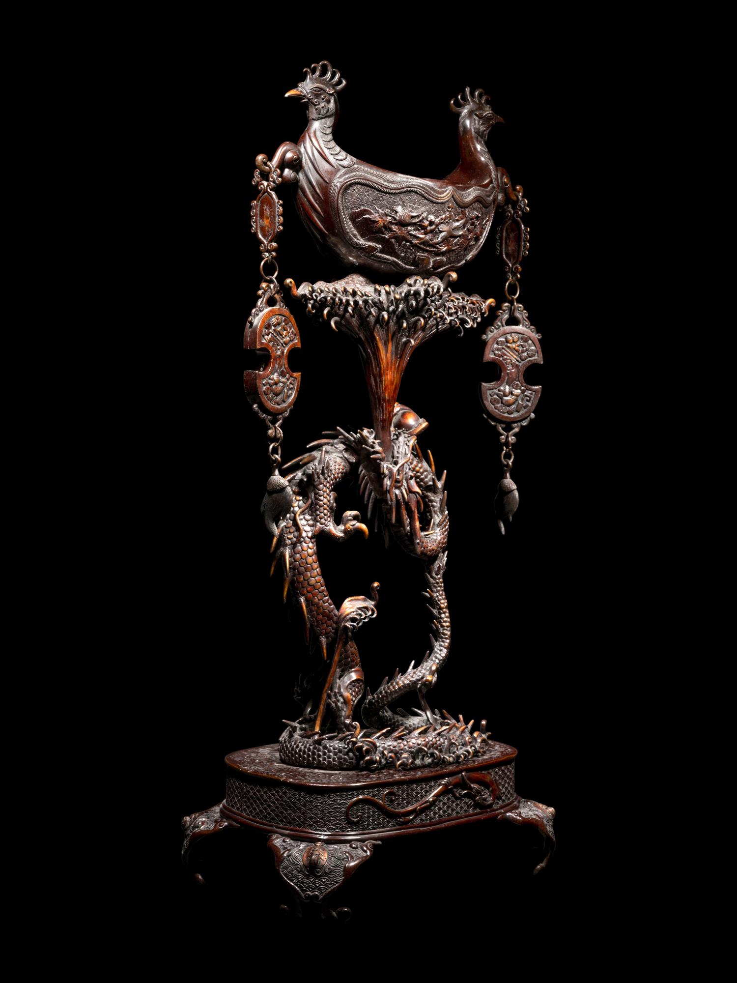 A Large Japanese Bronze Incense Burner