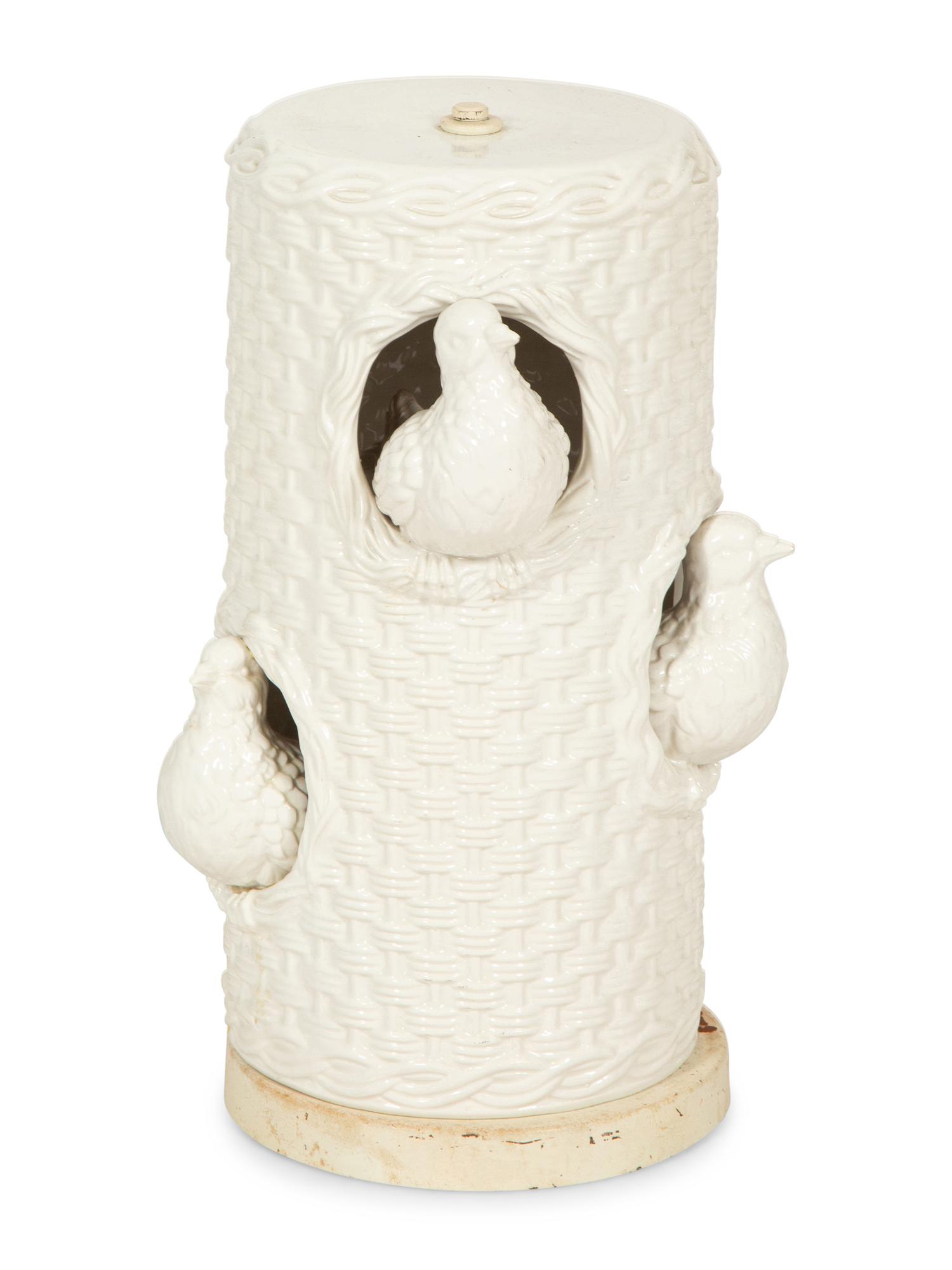 A White-Glazed Ceramic Table Lamp