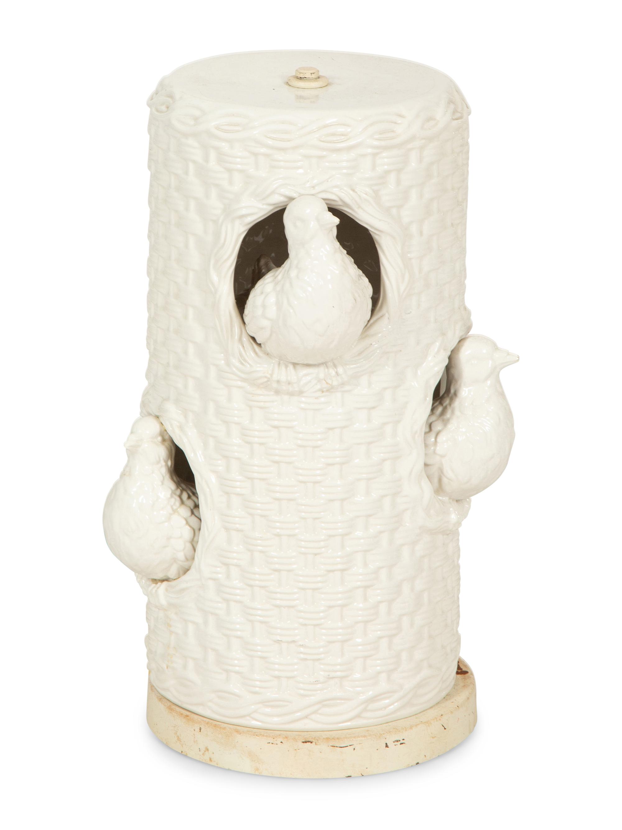 A White-Glazed Ceramic Table Lamp