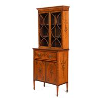 An Edwardian Painted Satinwood Bureau Bookcase