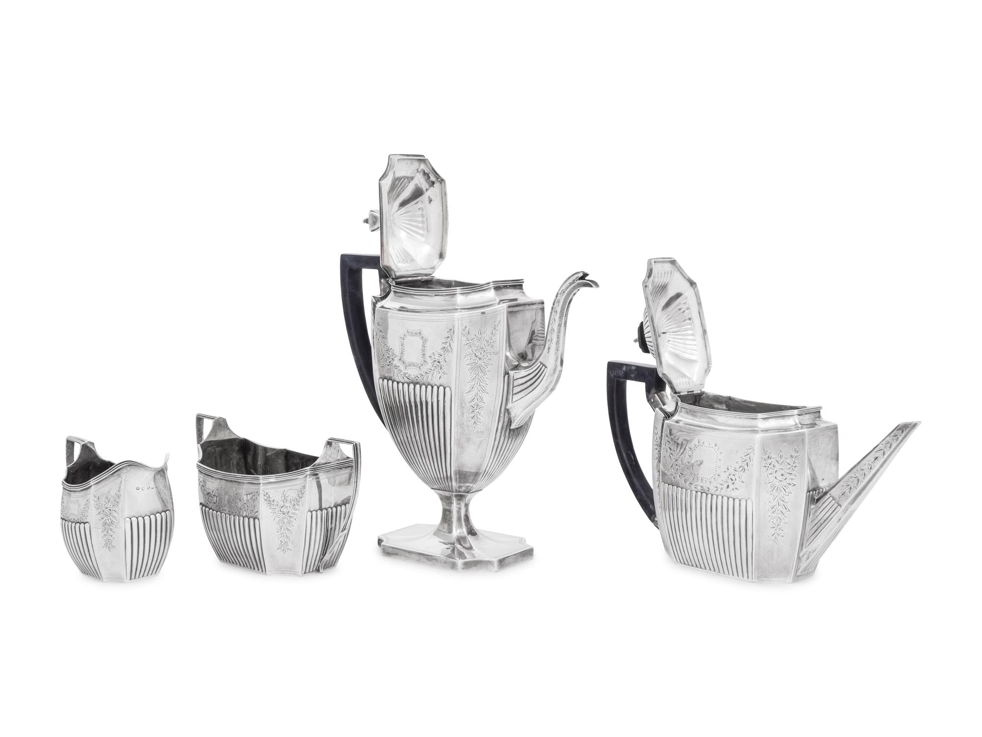 An Assembled English Silver Four-Piece Tea and Coffee Service
