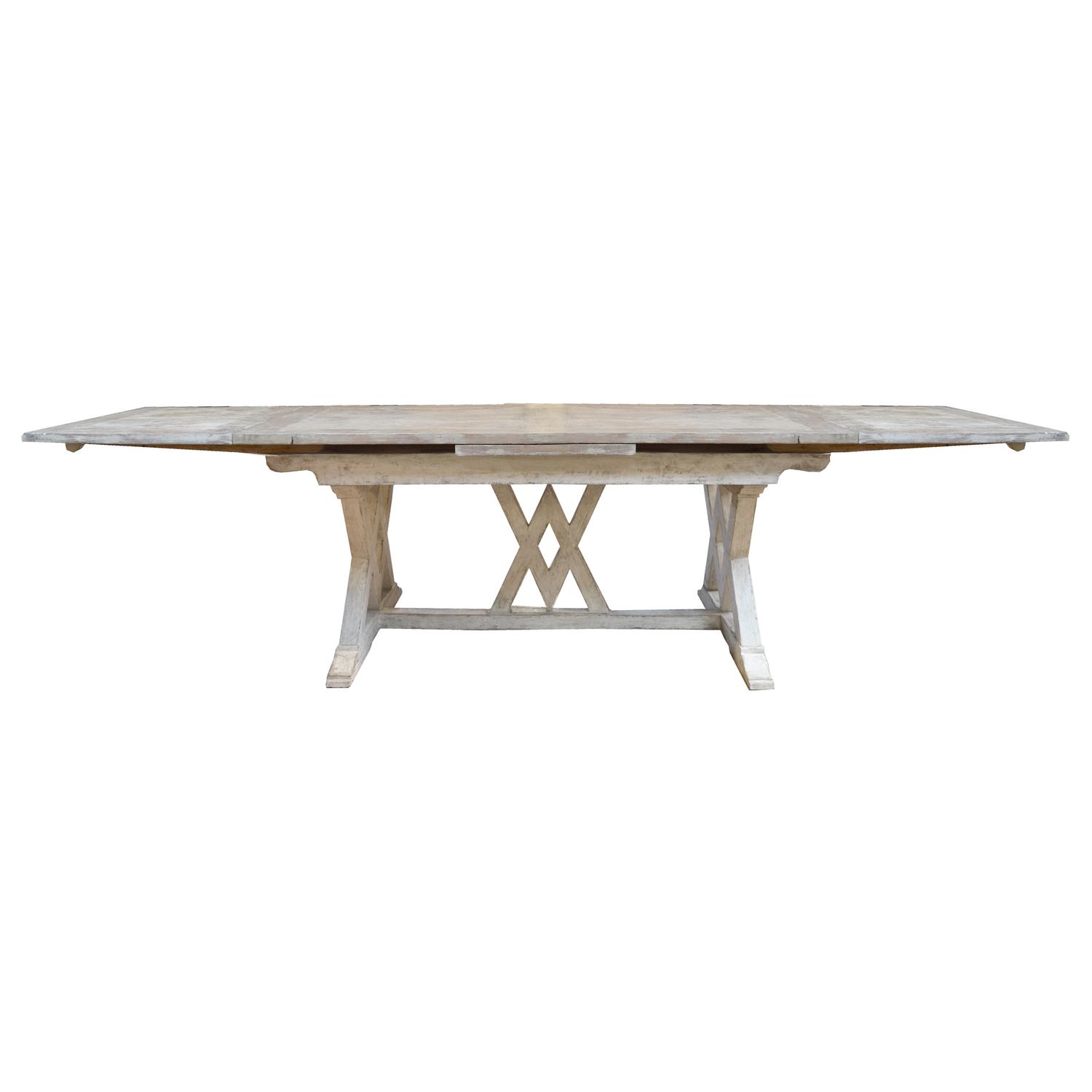 A Painted Draw Leaf Trestle Table 78.5" W x 37" D x 33" H — Italy, 20th Century