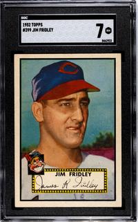 A 1952 Topps Jim Fridley High Number Baseball Card No. 399 (SGC 7 NM)