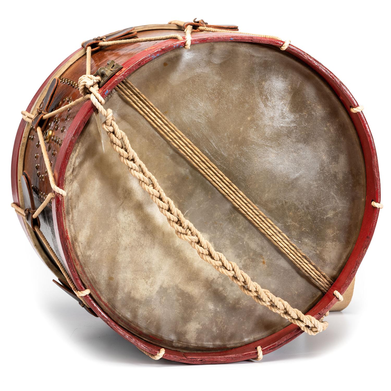 Civil War painted US regulation eagle drum with sticks. Manufactured by C.M. Zimmerman, Philadelphia, PA.