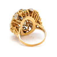 YELLOW GOLD, DIAMOND, SAPPHIRE AND EMERALD RING