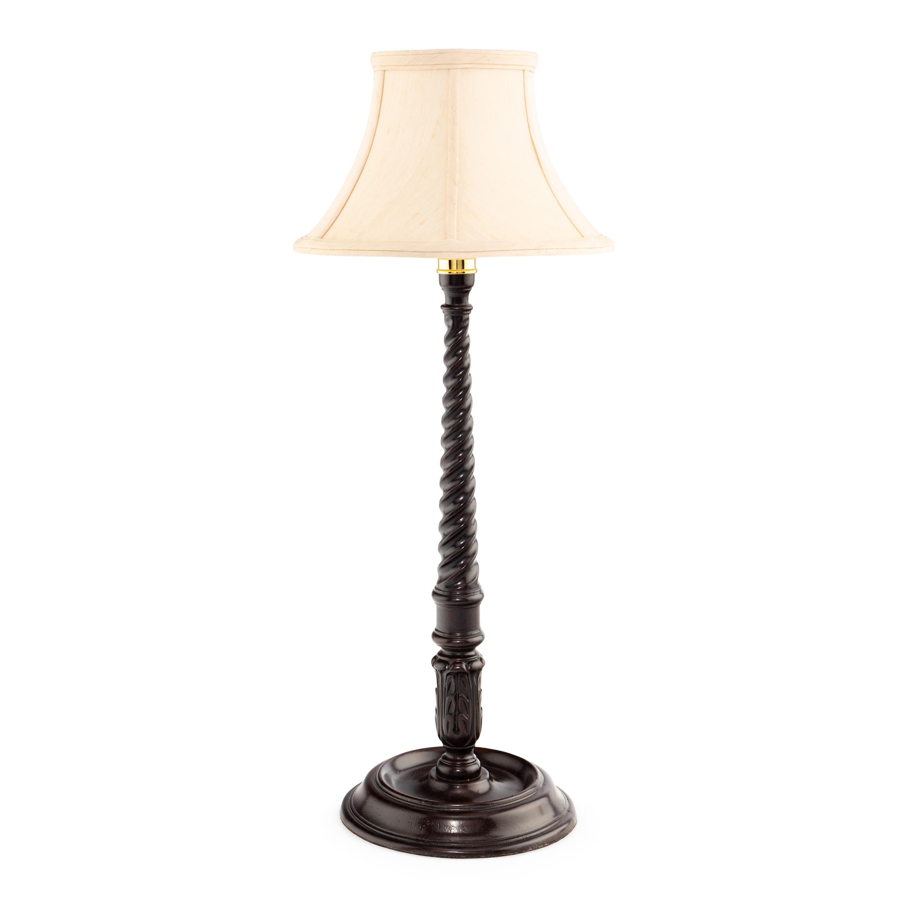 A Carved Mahogany Barley Twist Form Lamp