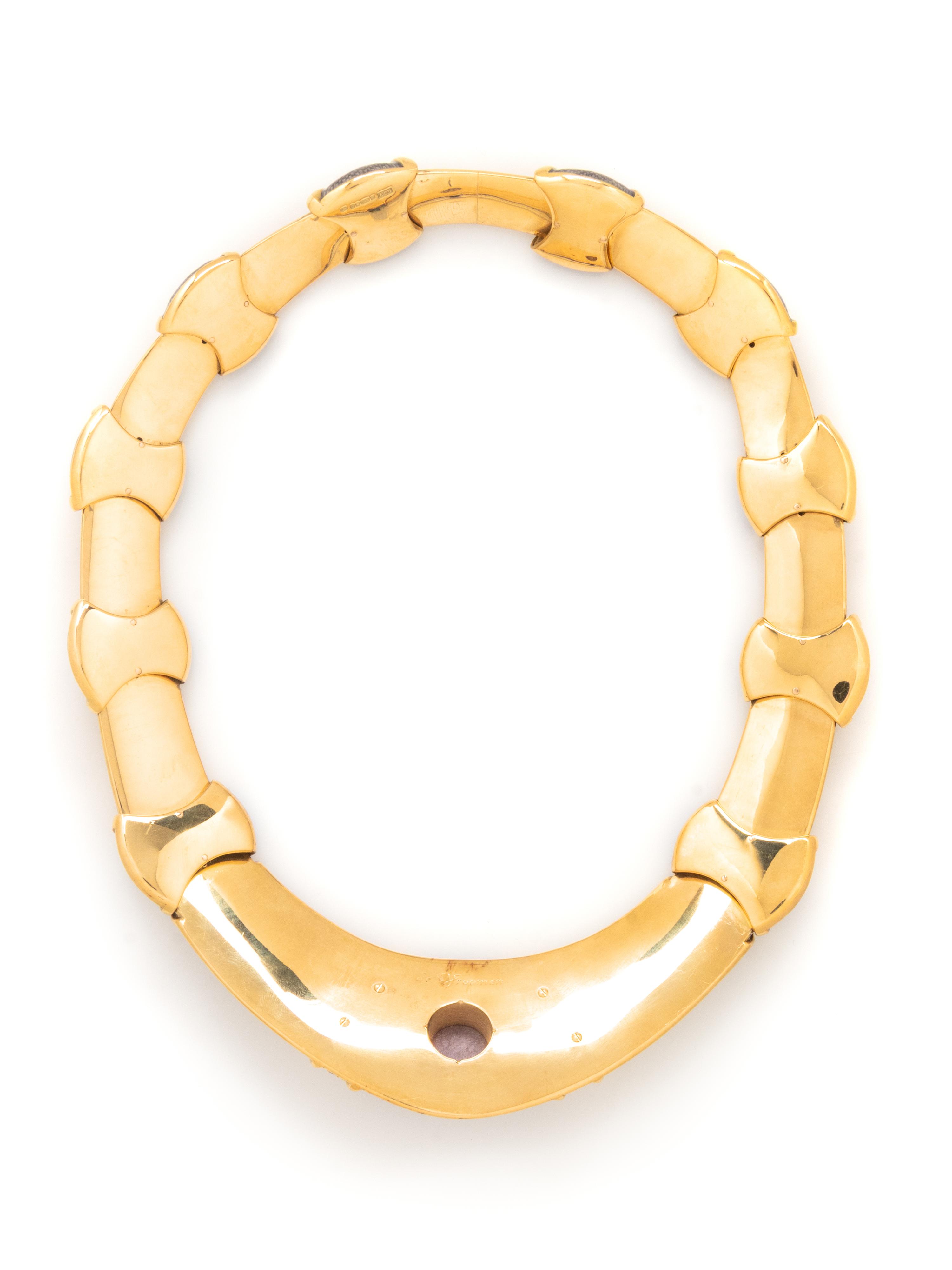 LEO DE VROOMEN, YELLOW GOLD, STAR RUBY, ENAMEL, AND DIAMOND NECKLACE
