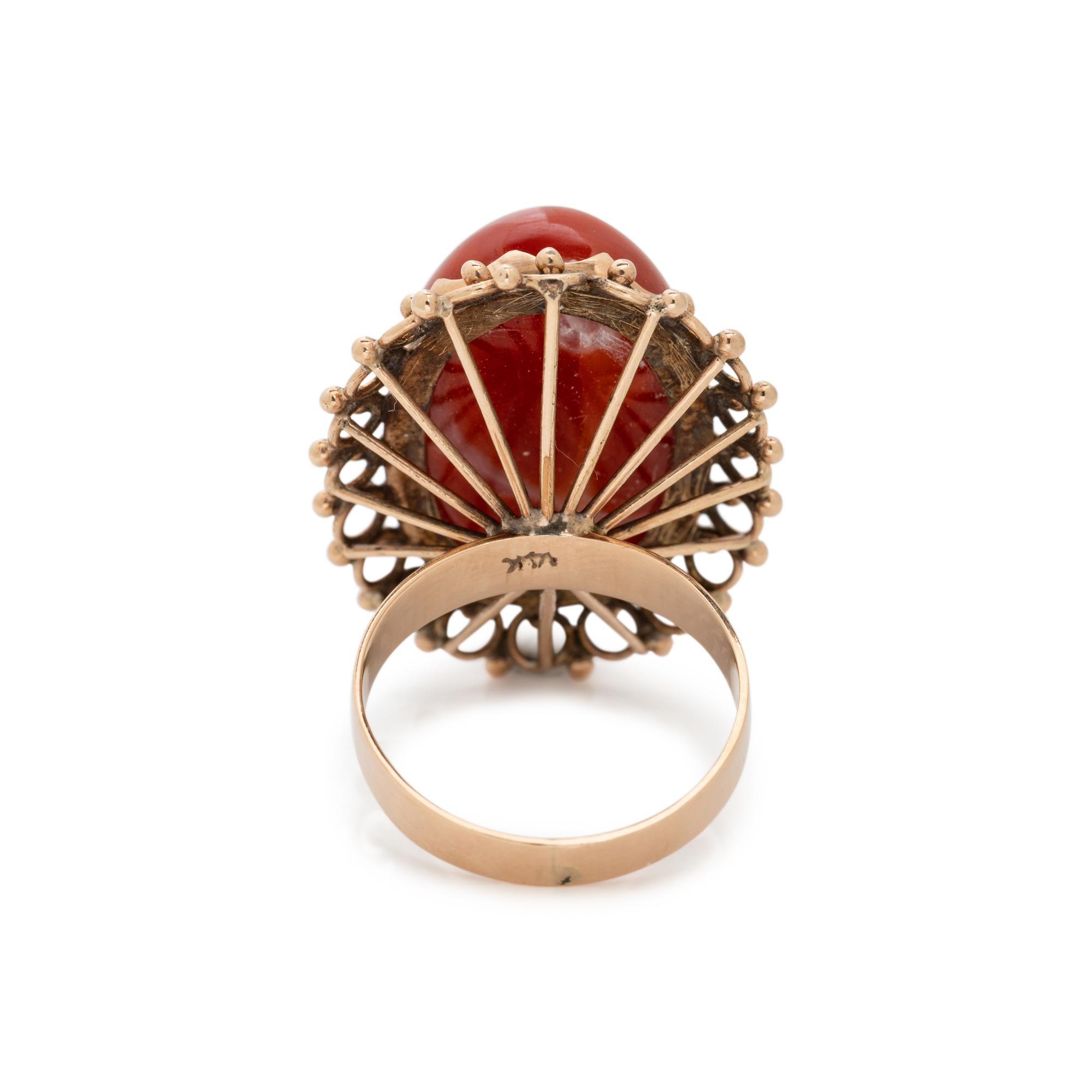 YELLOW GOLD AND CORAL RING