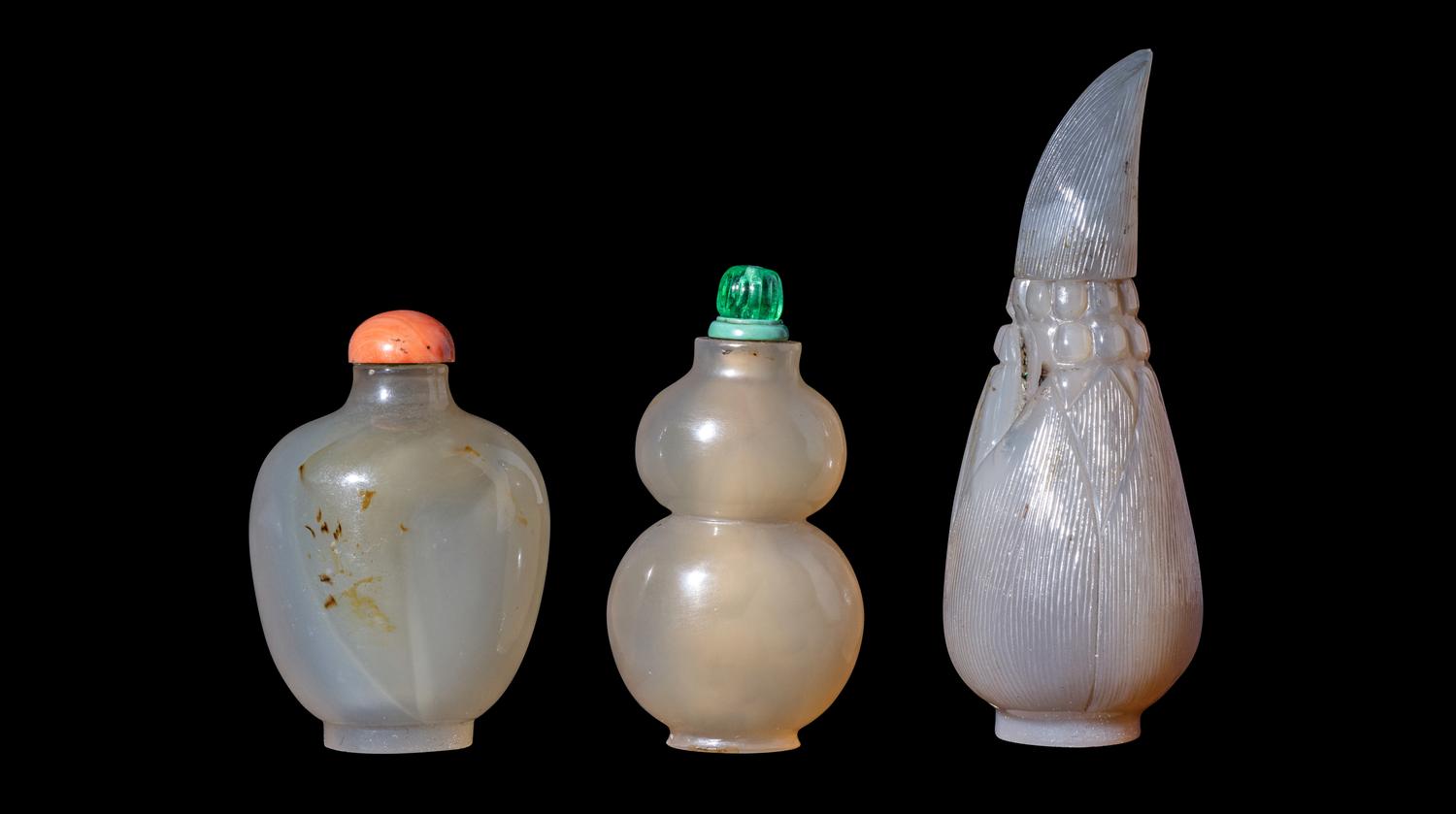 Three Chinese Agate Snuff Bottles
