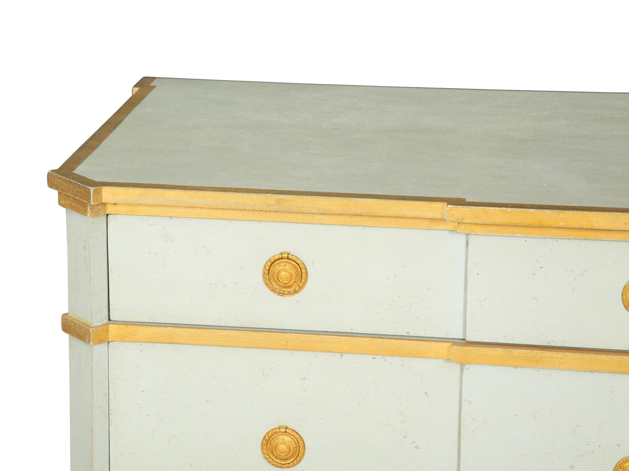A Green Painted and Parcel Gilt Chest of Drawers