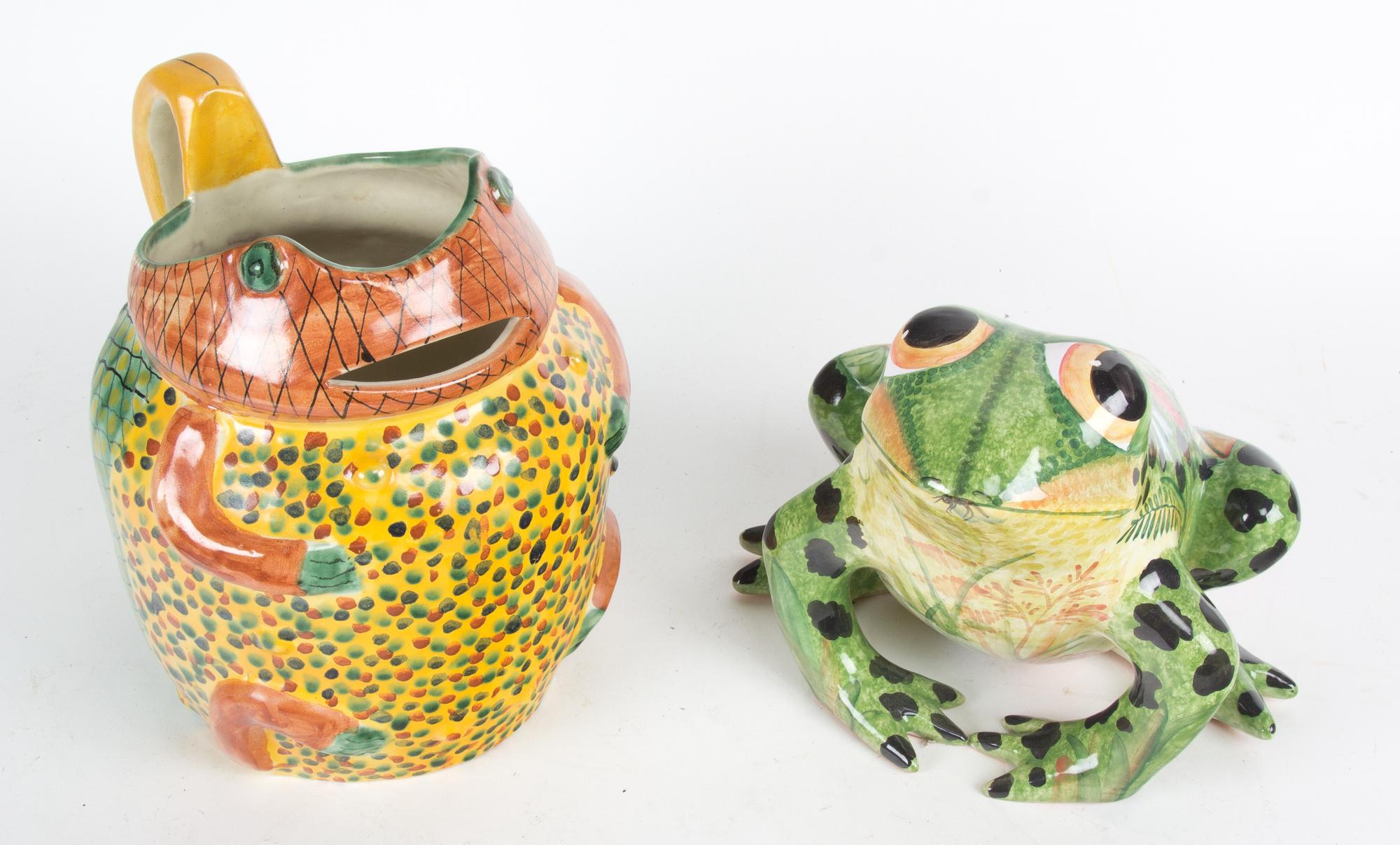 Two Pieces of Glazed Pottery Height of tallest 9 1/2 inches.