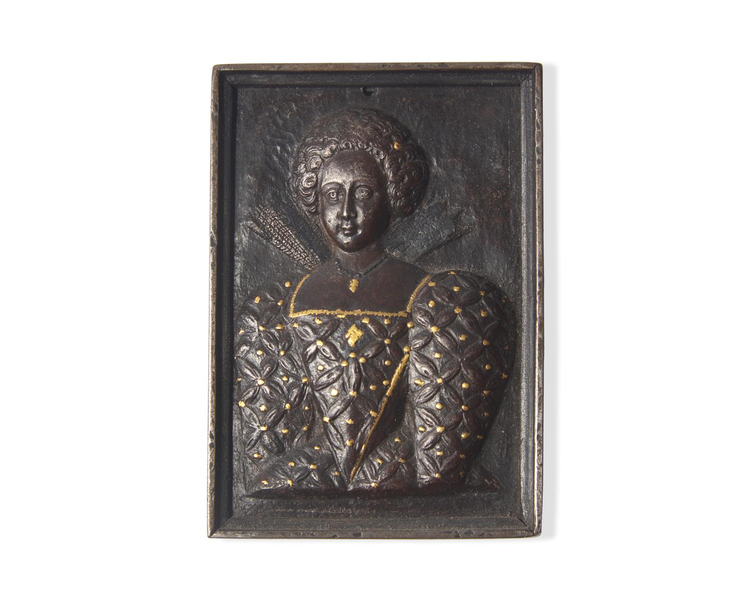 A Small Iron Plaque Depicting Catherine de Medici, French, Early 17th Century