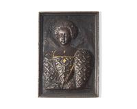 A Small Iron Plaque Depicting Catherine de Medici, French, Early 17th Century