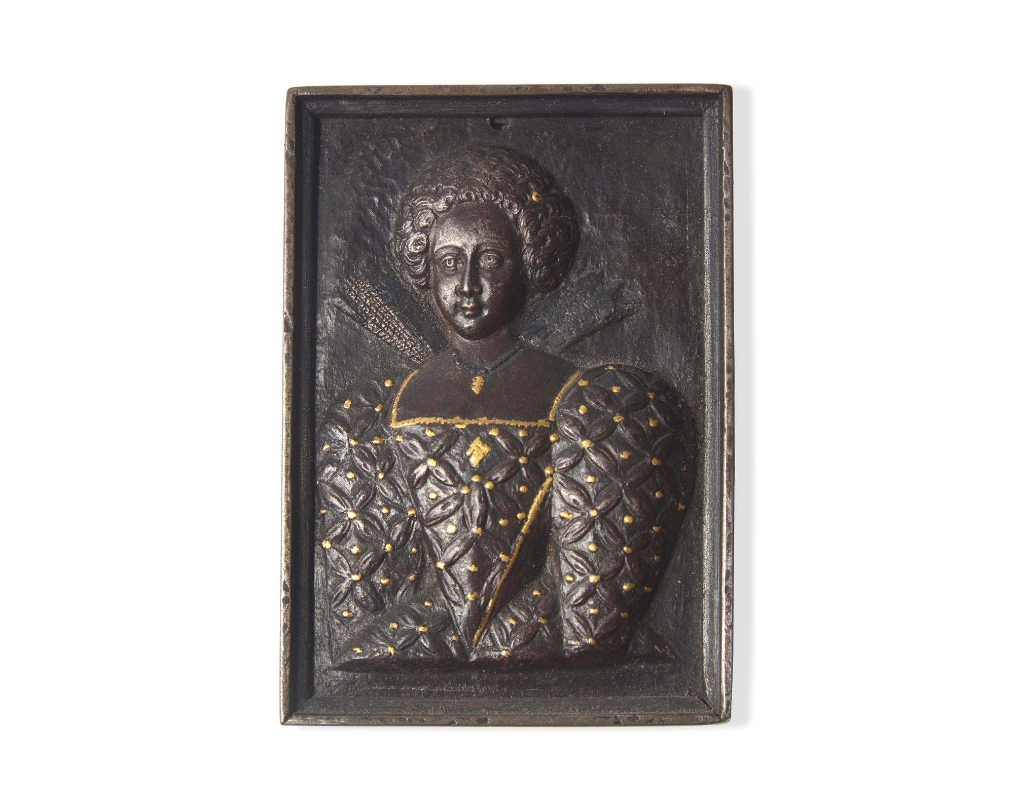 A Small Iron Plaque Depicting Catherine de Medici, French, Early 17th Century