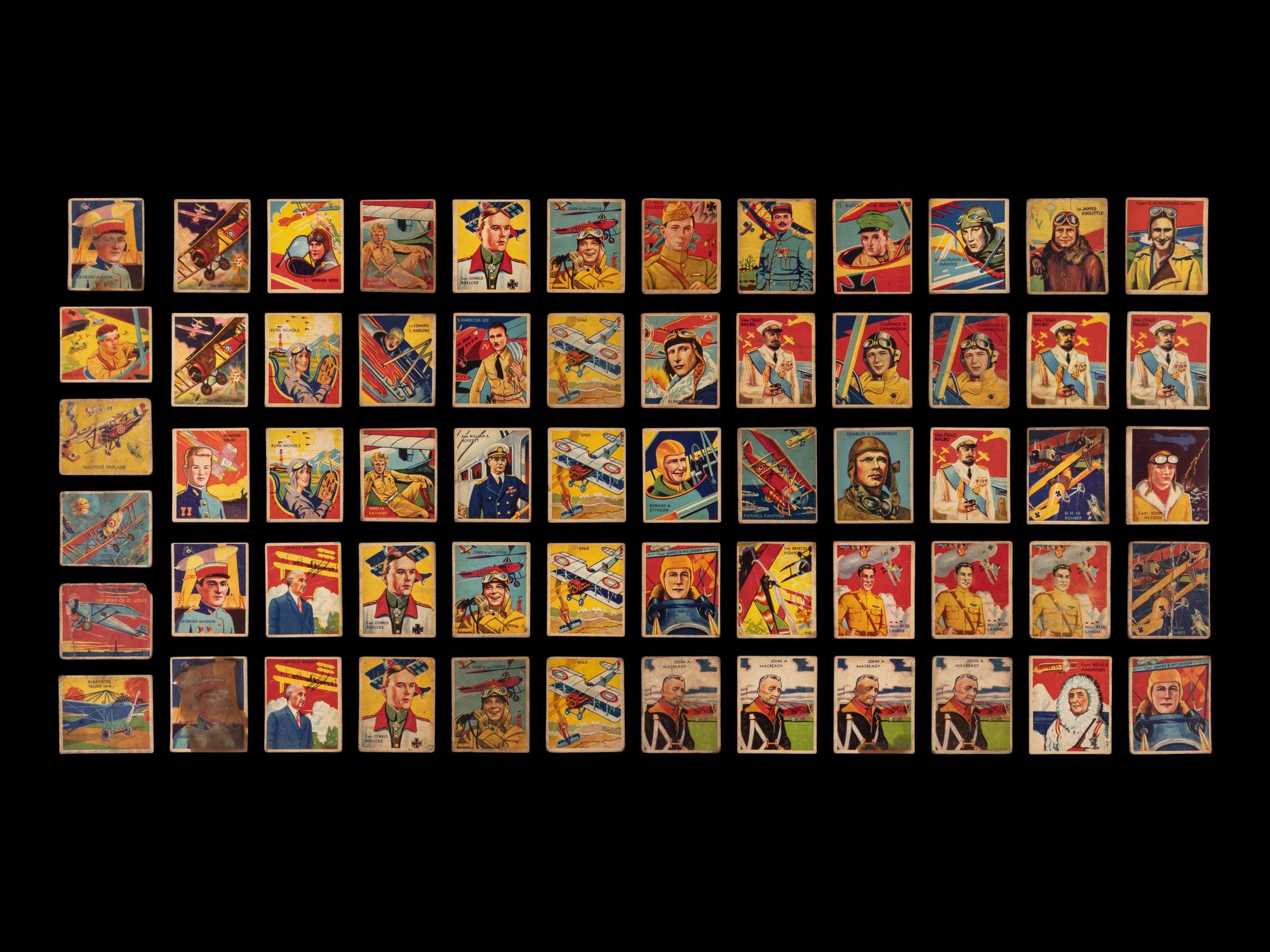A Collection of 1930s Non Sport Trading Cards Including 1933 Indian Gum and 1934 National Chicle Sky Birds with Amelia Earhart