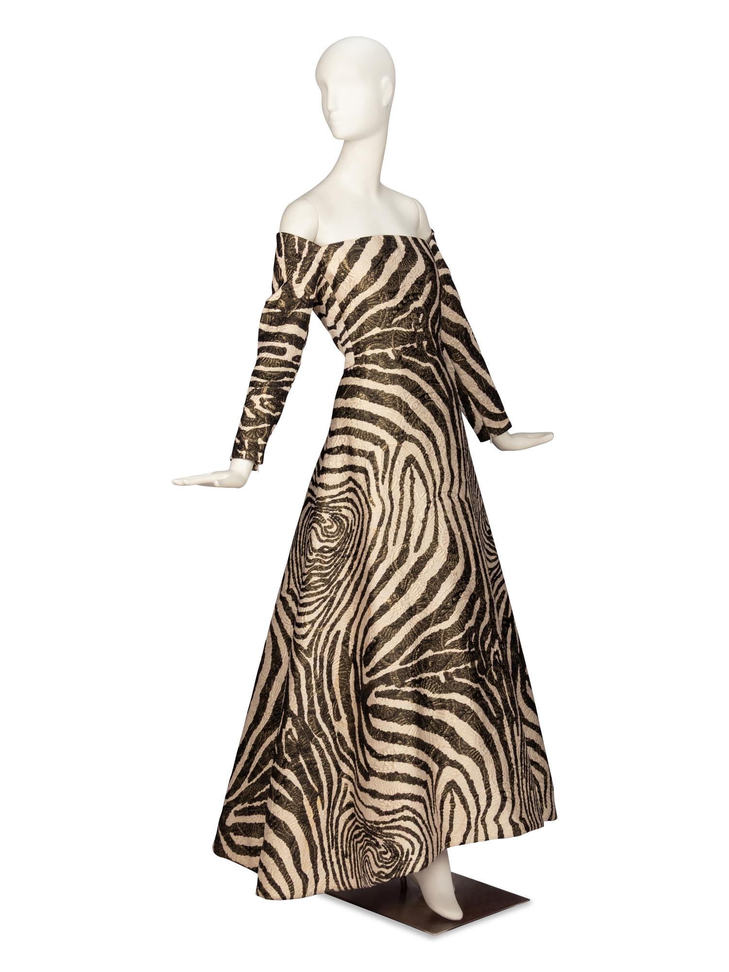Scaasi, Zebra-Print Evening Gown