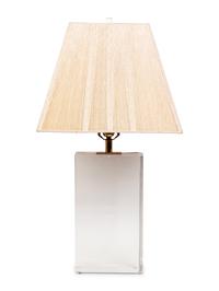 A Lucite Table Lamp with a Pleated Shade
