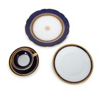 A 50-Piece Miscellaneous Group of Cobalt and Gilt Decorated Porcelain Dinnerware — 20TH CENTURY