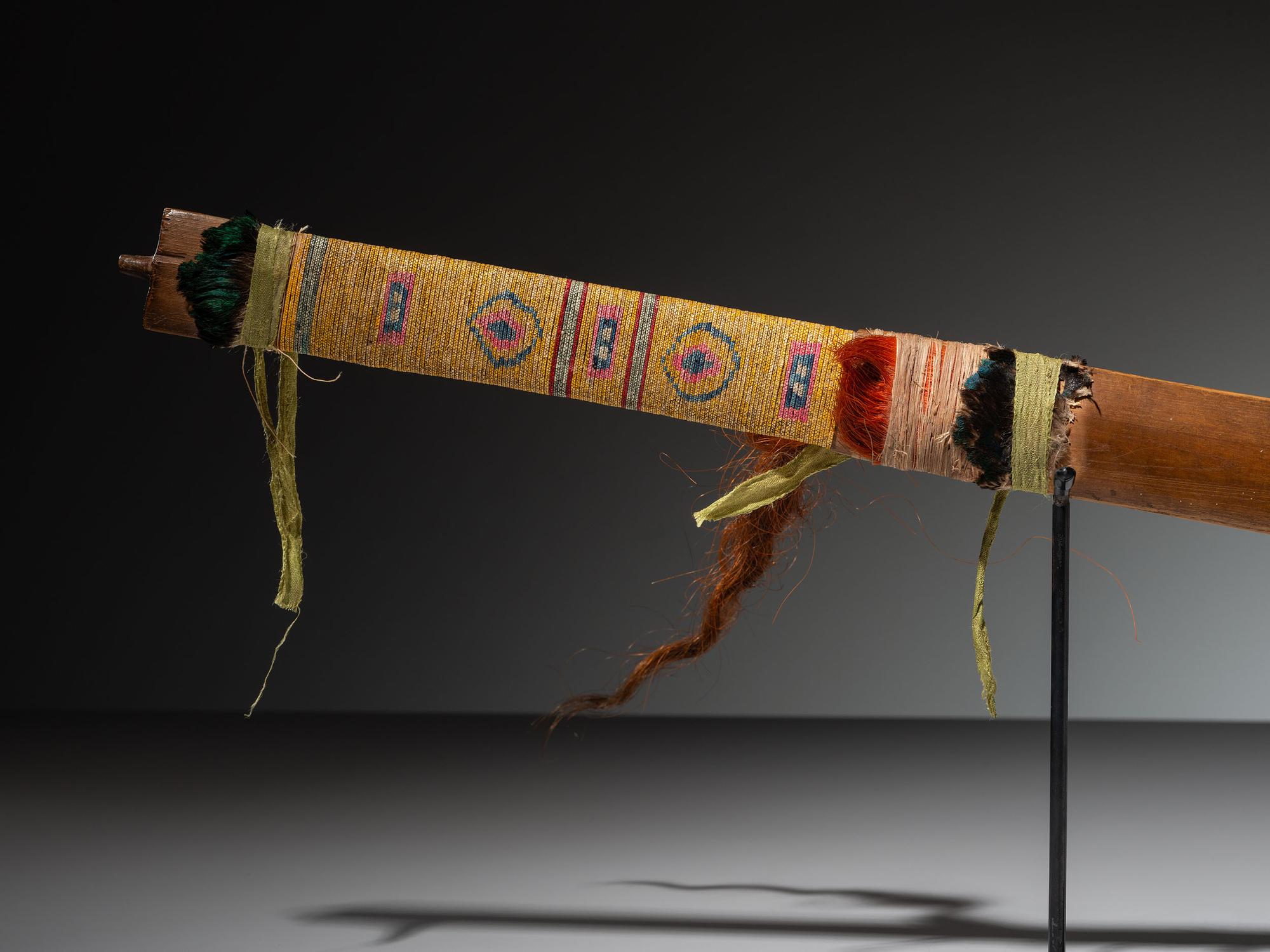 Eastern Plains Pipe, with Quilled Stem and Catlinite Bowl