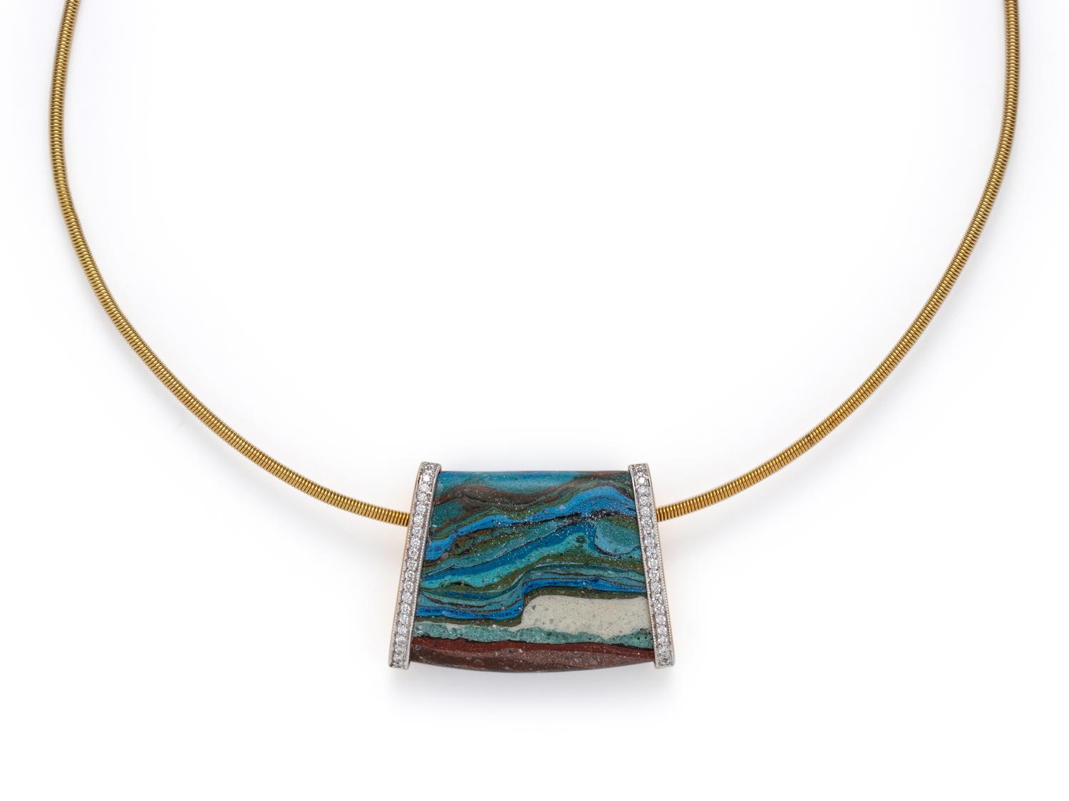 YELLOW GOLD, DIAMOND AND HARDSTONE PENDANT/NECKLACE