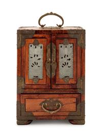 A Chinese Export Hardstone-Inset Table Cabinet