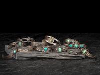 Fred Harvey Era Navajo Silver and Turquoise Cuff Bracelets