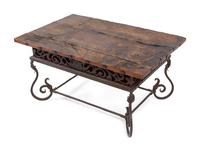 A Spanish Baroque Style Iron and Walnut Low Table