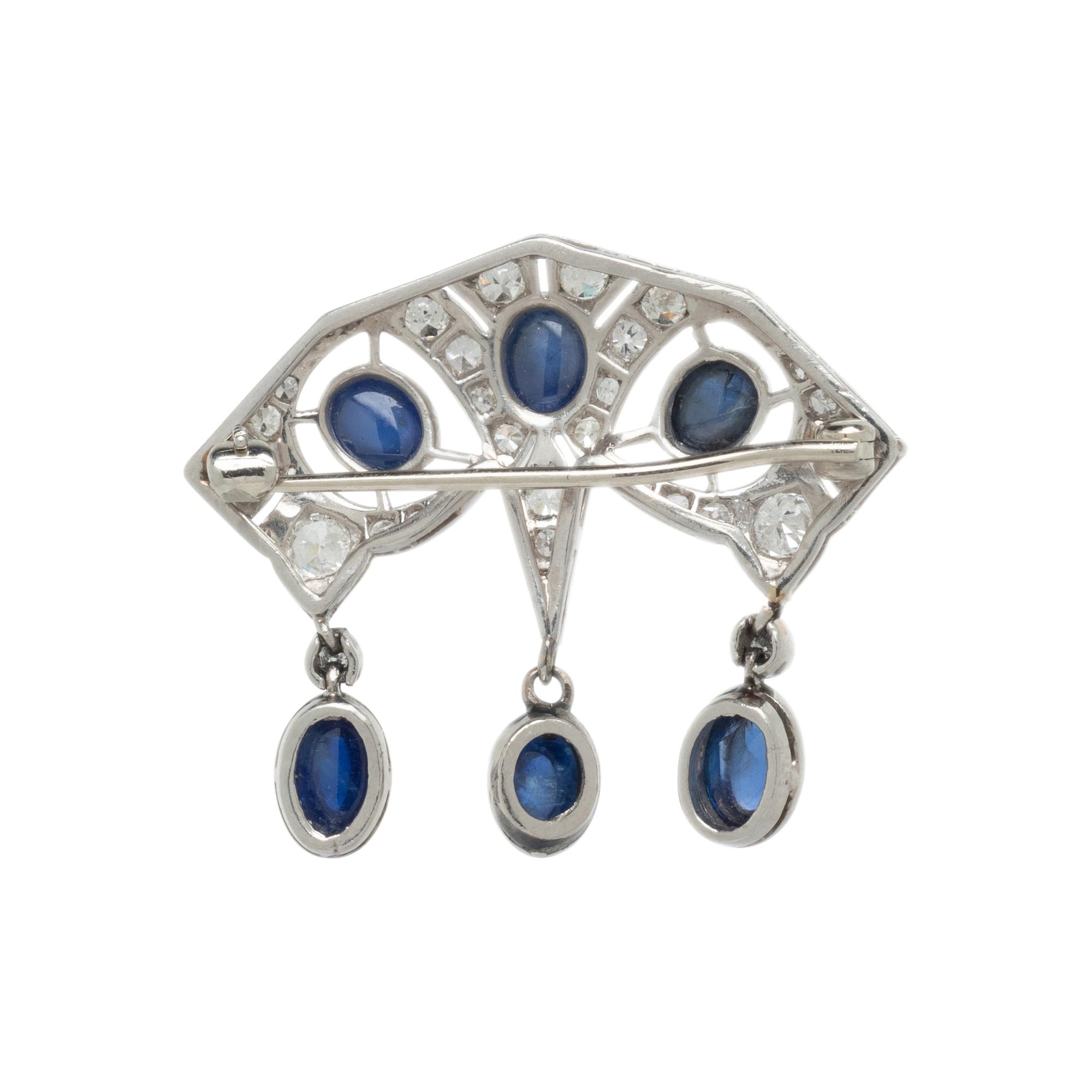 SAPPHIRE AND DIAMOND BROOCH