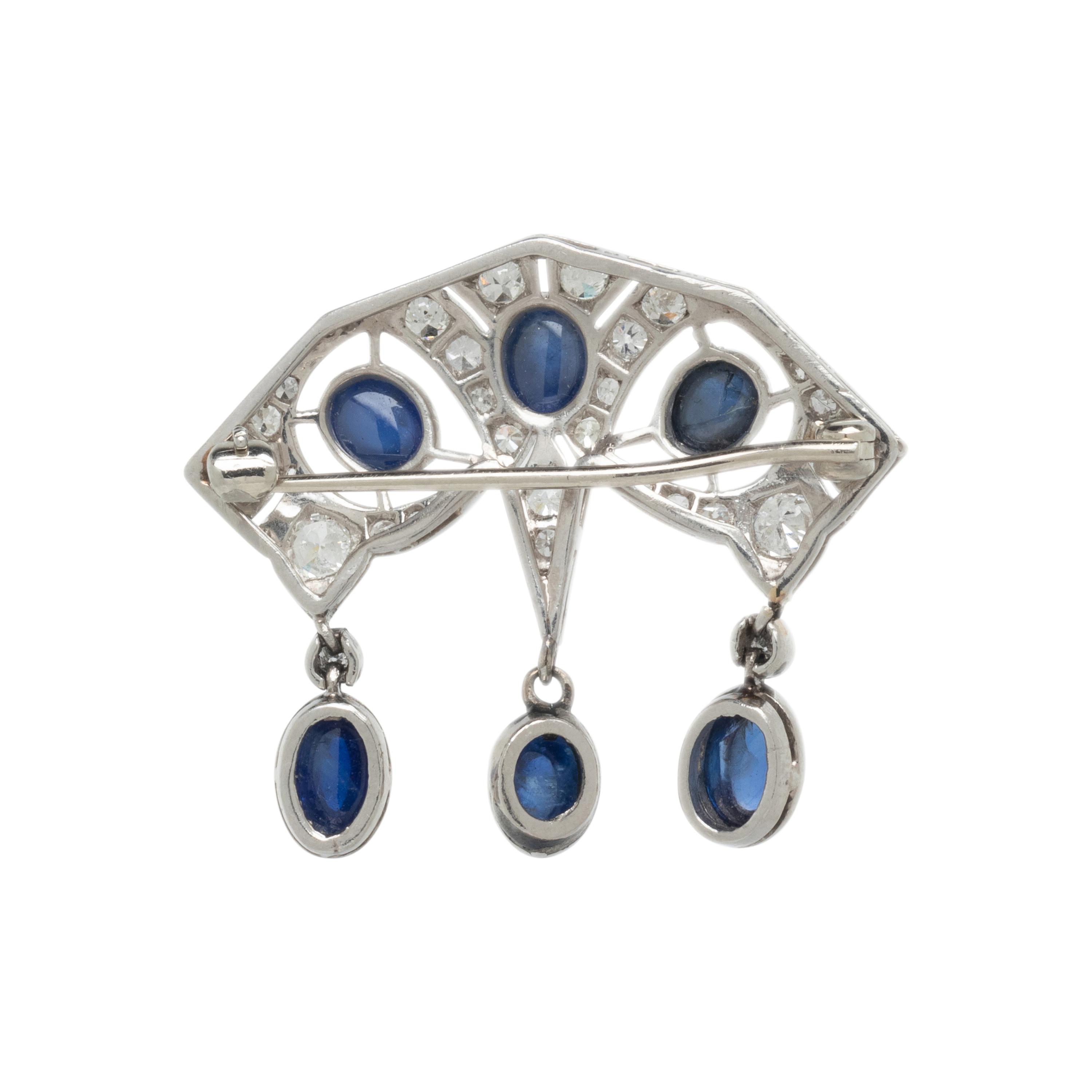 SAPPHIRE AND DIAMOND BROOCH