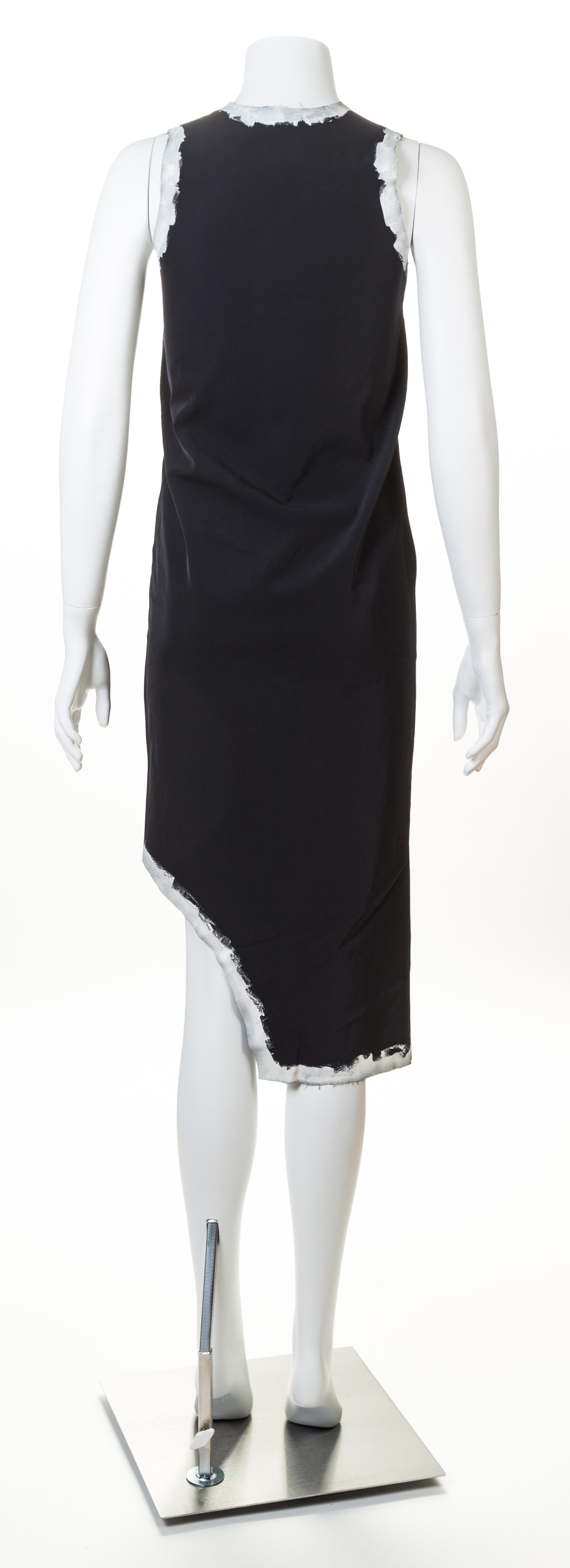 A Comme des Garcons Painted Edge Cutaway Black Dress, Size small.