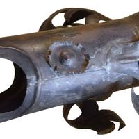 A Hammered Iron Dragon Form Downspout 35" W x 18" D x 21" H — Italy, 19th Century