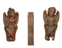 A Pair of Continental Oak Figural Pilasters — 17TH CENTURY