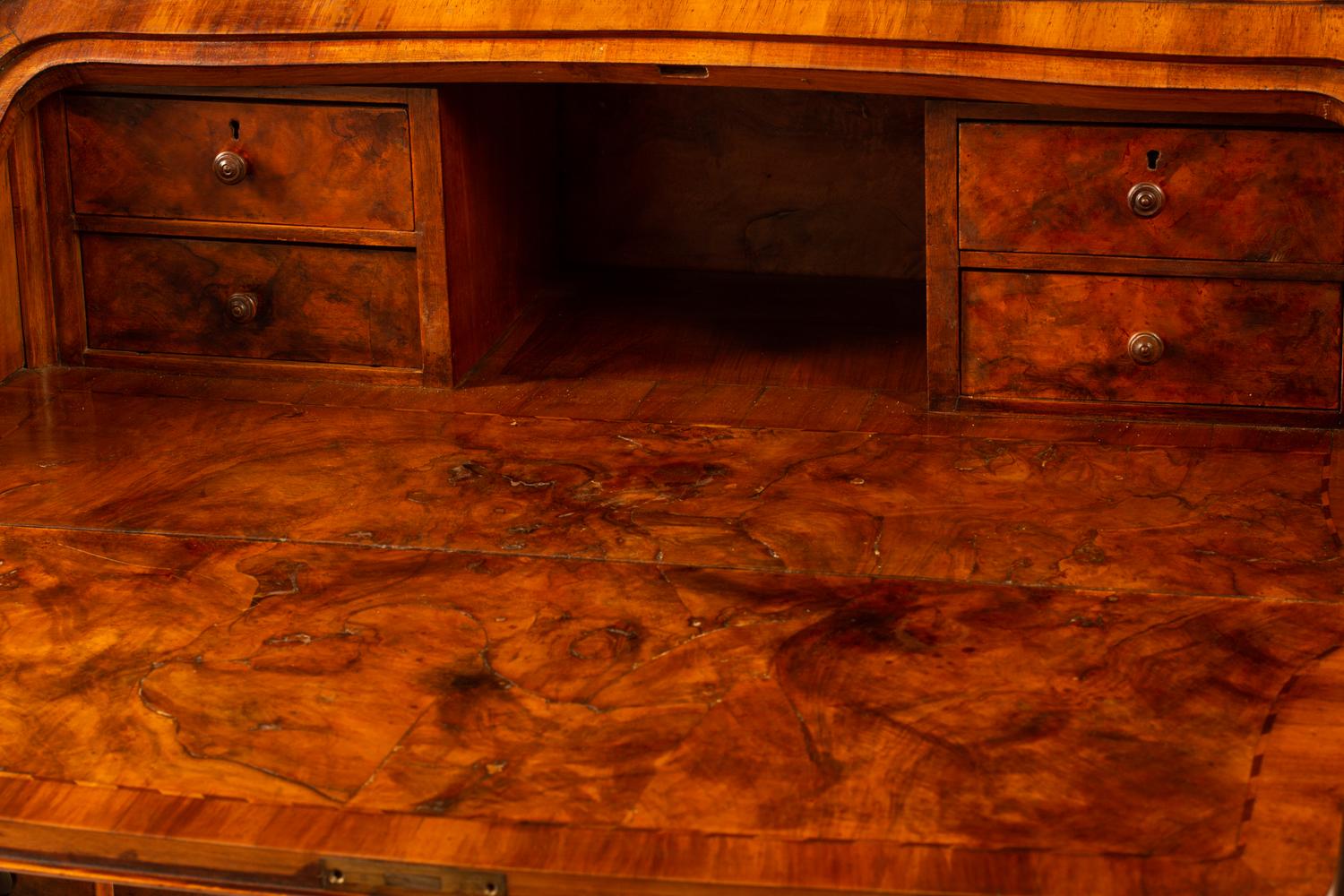 An Italian Renaissance Style Inlaid Walnut Slant Front Secretary — 19TH/20TH CENTURY