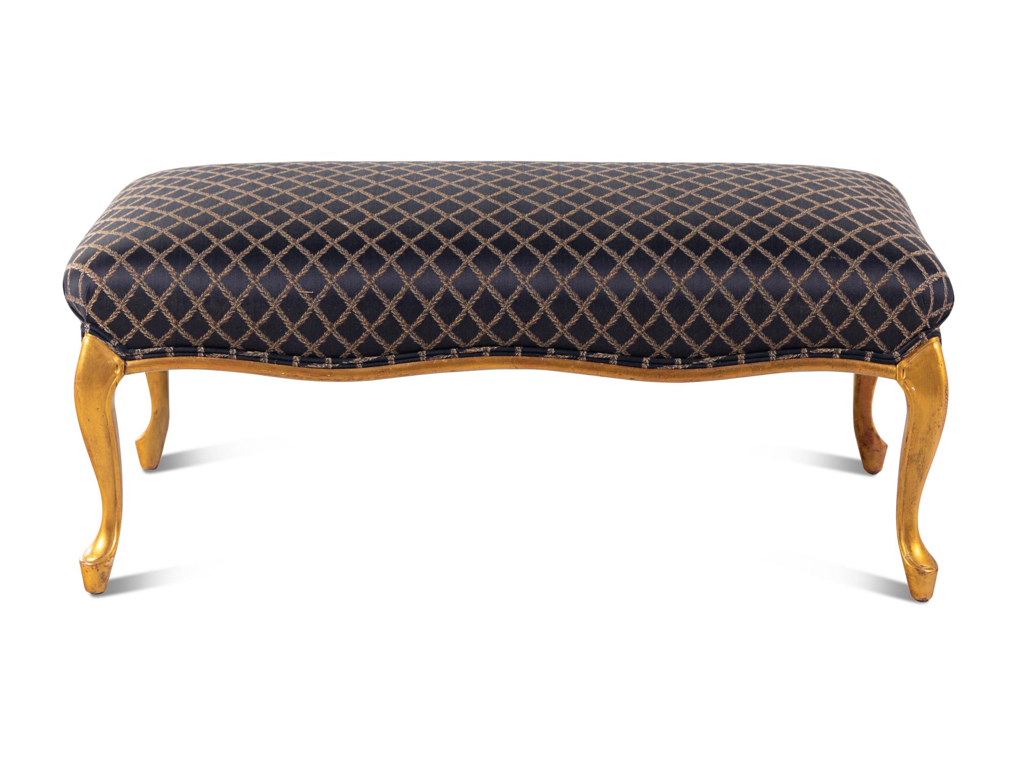 A Louis XV Style Gilt-Painted and Upholstered Bench